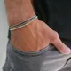 4 pezzi/set braccialetti a catena con scatola regolabile in acciaio inossidabile per uomo semplice set di braccialetti cubani color argento vintage regalo di gioielli per feste