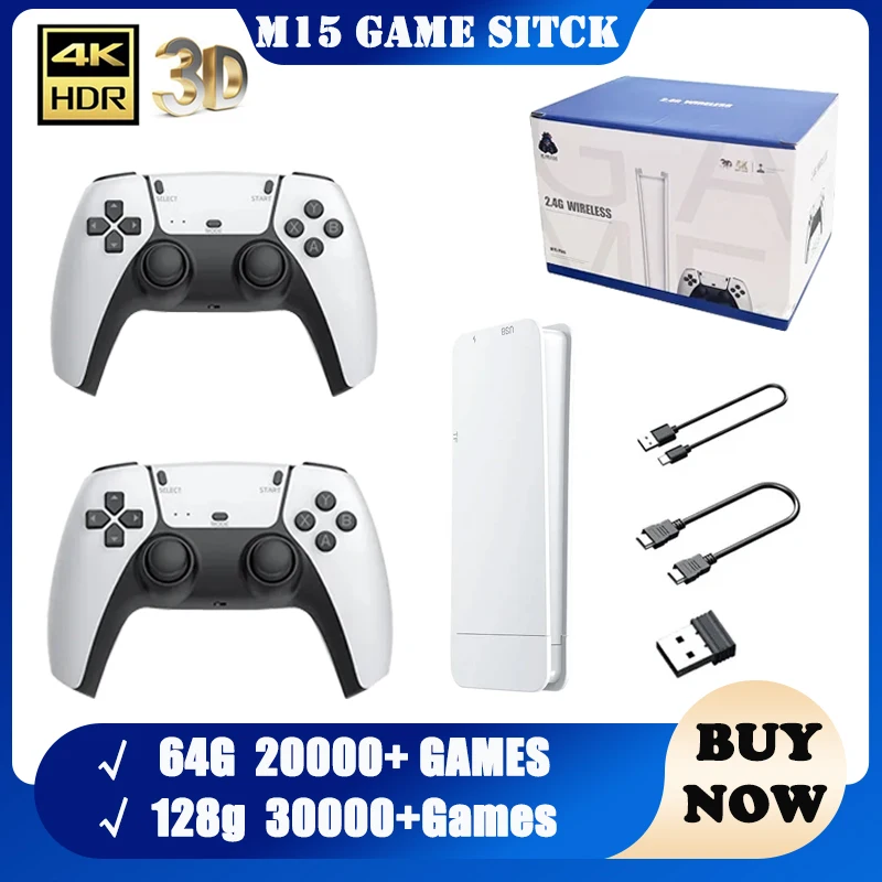Neue M15 Game Stick Video Juegos TV Spielkonsole Drahtlose Gamepads Videospiel 128G Retro Spiel HD Ausgang Zwei-player für PS1 Etc
