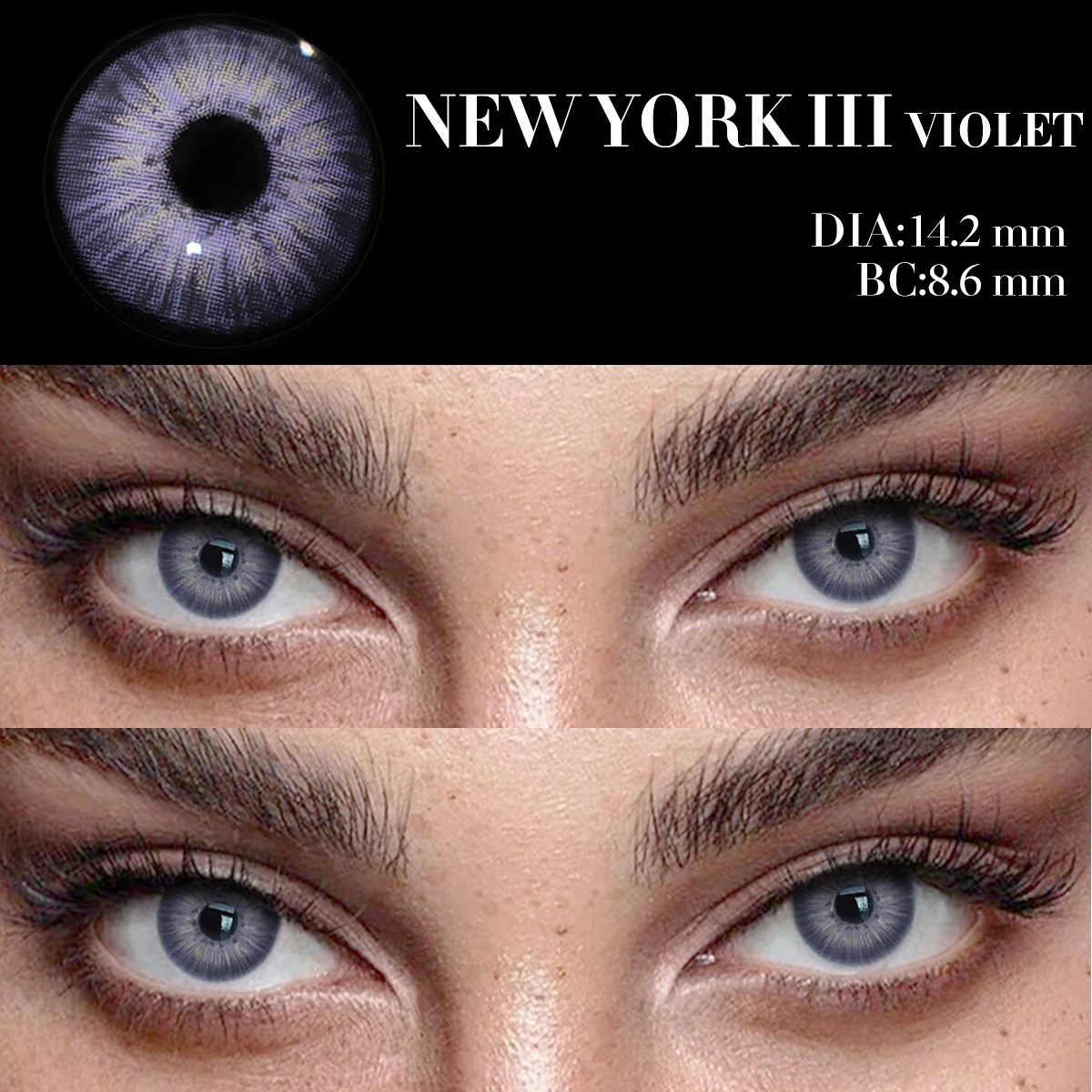 VISUASHOW Behälterlinse, New York-Serie, grüne Pupillen, farbige Linsen, tägliches Party-Make-up, Schönheit, Kosmetik für Augen, 6 Monate, 2 Stück