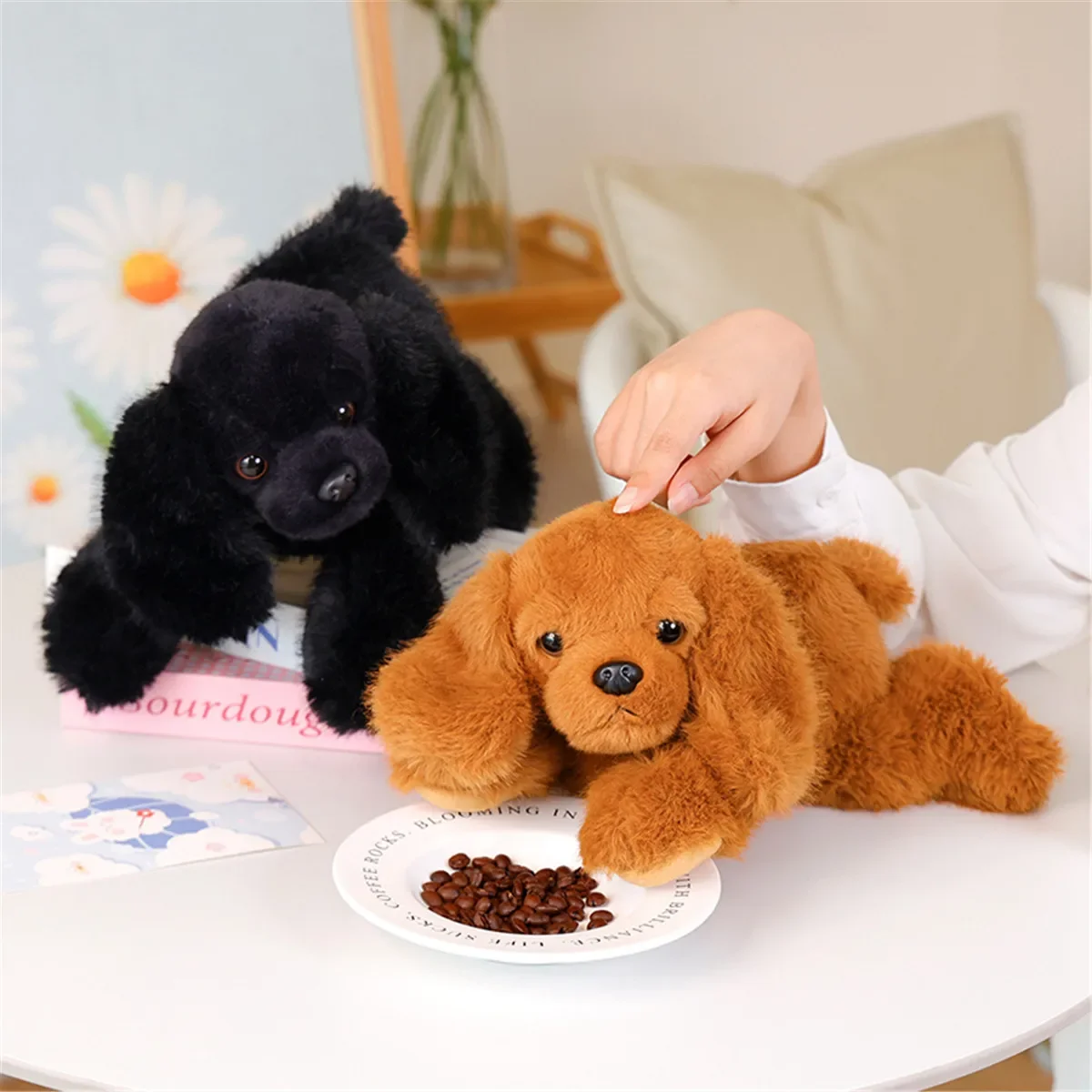 30 cm Creativo Realistico Cane Lucky Simulazione Cane Barboncino Giocattoli di peluche Fatti a mano Figura realistica Giocattolo Peluche Animali di peluche