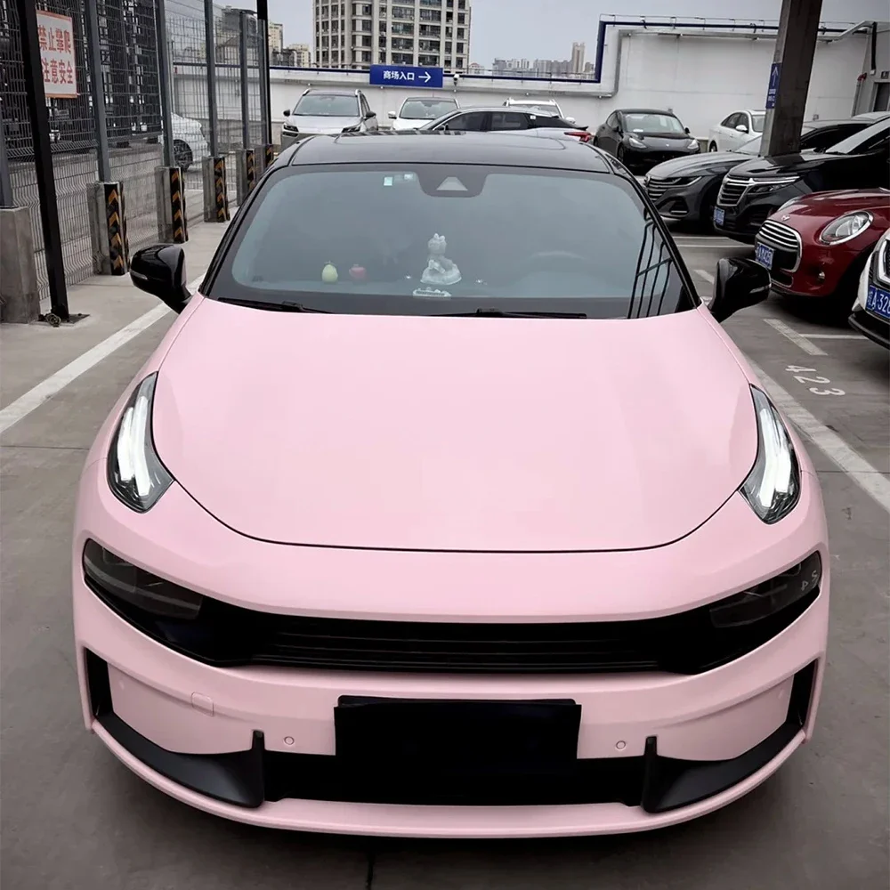 Premium PET Matte Blush Pink Vinyl Auto Selbstklebende Folie Karosseriefolie Fahrzeugfolie Aufkleber Computer Aufkleber Haut Luftblasenfrei Image