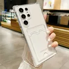Custodia per telefono con borsa porta carte trasparente morbida di lusso per Samsung Galaxy S25 S24 S23 S22 S21 S20 FE Nota 20 Cover ultra antiurto