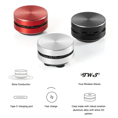 Mini Portable Metal Bone Conduction Bluetooth Speaker Vibration Stereo Audio Digital TWS Wireless Smallest Speakers Dropshipping