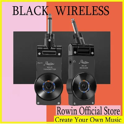 Rowin WS-20 Wireless Guitar System Transmitte Receive Digital Transmitter For Electric Guitar Bass Violin Connect Amp 100ft