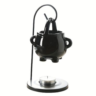 1 Set Black Hanging Pagan Cauldron Oil Burner - Wax Warmer Aroma Diffuser with Handle for Enchanting Home Decor Essential Fragrance Wax Melts