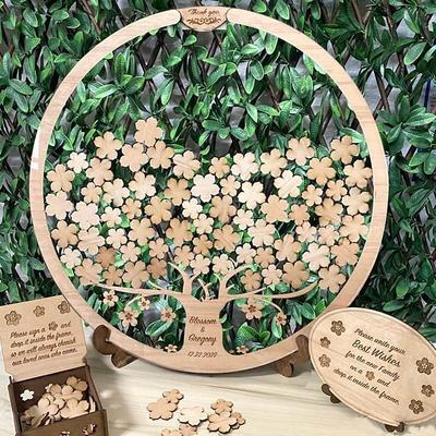 Wedding Guest Book Tree and Leaf Wedding Message Board Valentine's Day Wedding Blessing Collection Box