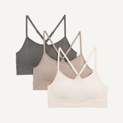 Nautica Women's Ribbed Bra, 3-Pack Tobacco, S