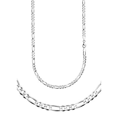 Collierkettchen FIRETTI "Schmuck Geschenk Silber 925 Armband Kette Figarokette diamantiert" Gr. 55, silber (silberfarben), Halsketten, Damen, 55, Silber 925 (Sterlingsilber), B: 3,9mm, Made in Germany, B:3,9mm Image