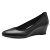 Pumps TAMARIS, Damen, Gr. 43 (8,5/9), schwarz, Leder, unifarben, elegant, Schuhe, Keilabsatz, Halbschuh, Schlupfschuh mit komfortablem Elastikeinfass