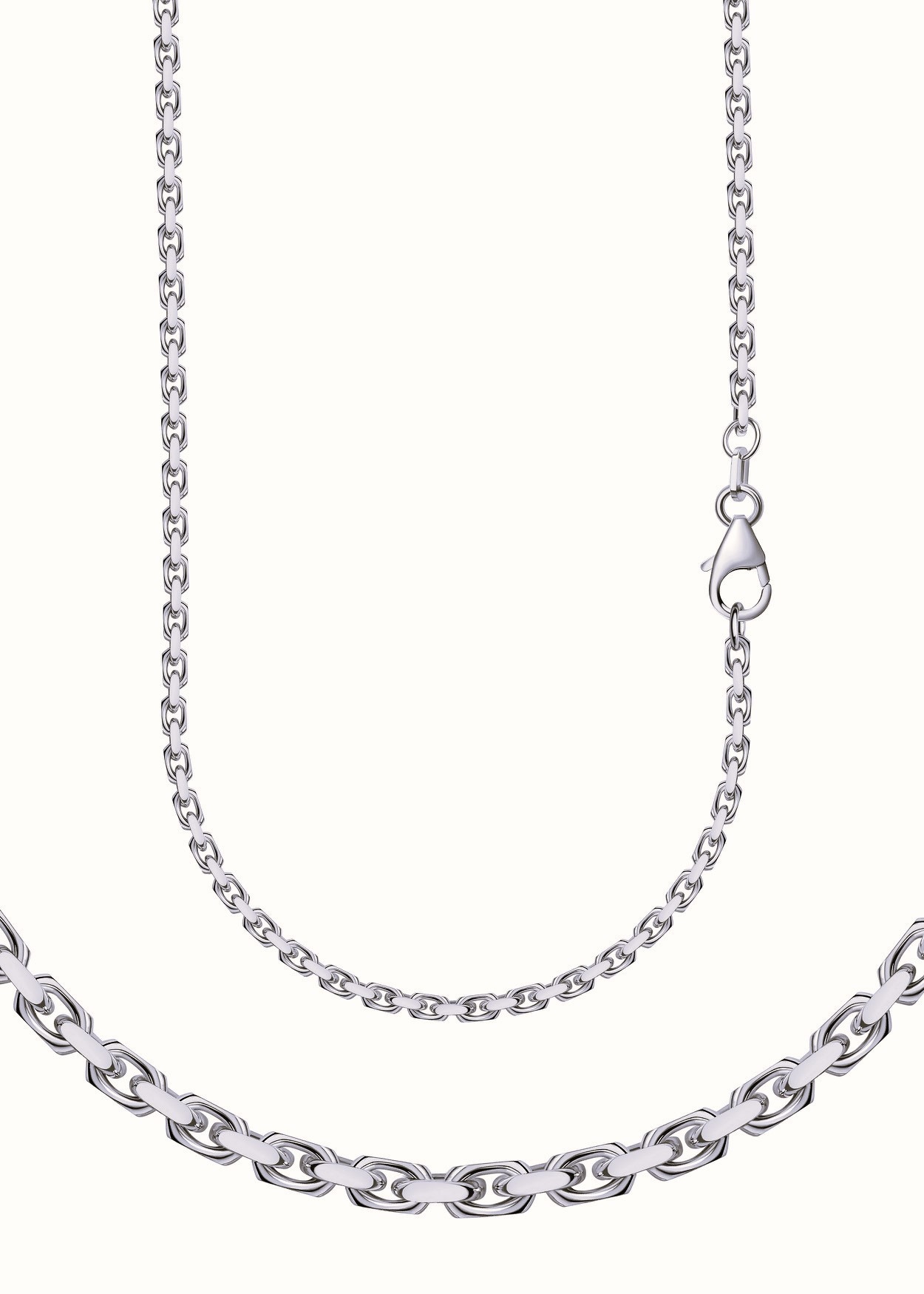 Collierkettchen FIRETTI "Schmuck Silber 925 Armband Kette Ankerkette diamantiert" Gr. 55, silber (silberfarben), Halsketten, Damen, 55, Silber 925 (Sterlingsilber), B: 4,5mm, Made in Germany, B:4,5mm Image