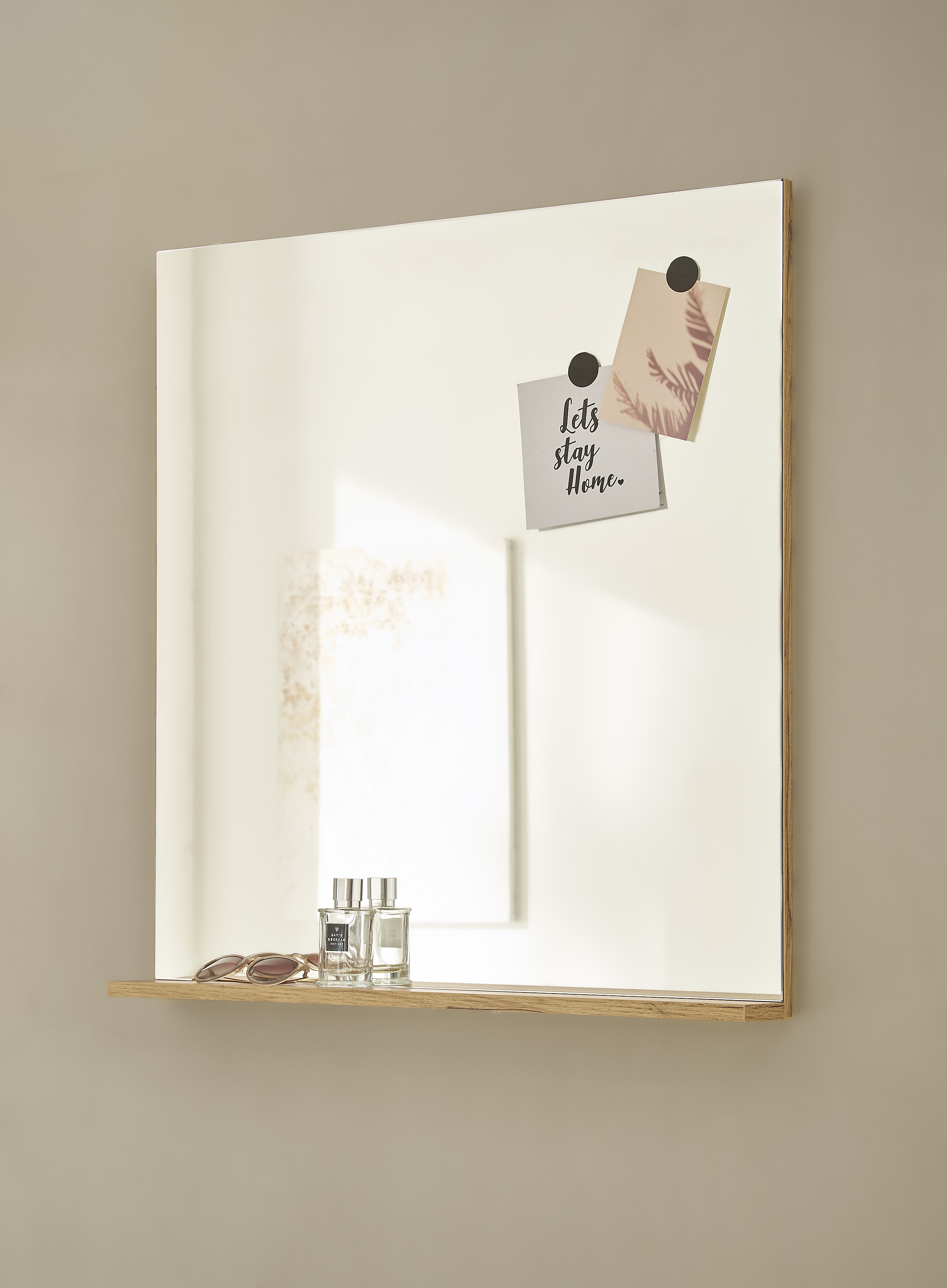 Garderobenspiegel INOSIGN "Giron/City, Spiegel in drei Farben, modernes Design", braun (wotan eiche), B:75cm H:80cm T:10cm, FSC-zertifizierter Holzwerkstoff, Spiegel, Garderobenspiegel, universell einsetzbar, mit Ablagefläche, eckig, 75 cm breit