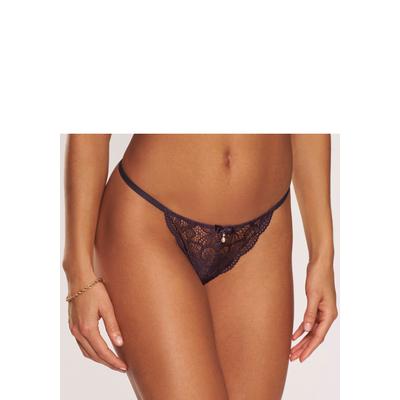 String LASCANA "Nikoletta", Damen, Gr. 32/34, lila (pflaume), Spitze, Obermaterial: 90% Polyamid, 10% Elasthan, Unterhosen, aus floraler Spitze mit Accessoire in Perlenoptik Image