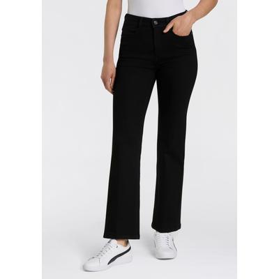 Bootcut-Jeans MAC "LAURA", Damen, Gr. 48, Länge 28, schwarz (schwarz, schwarz), Denim/Jeans, Obermaterial: 89% Baumwolle, 8% Polyester, 3% Elasthan, casual, lang, Jeans Image