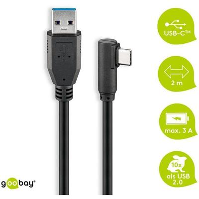 goobay USB-Kabel Adapterkabel USB C/USB 3.0 A 2.0 m schwarz