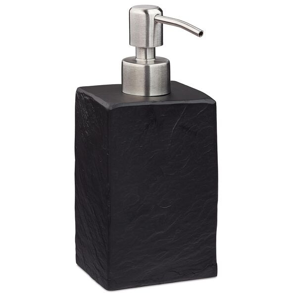 relaxdays Seifenspender »Steinoptik« 200 ml schwarz, 7.5x17.5x8 cm Image
