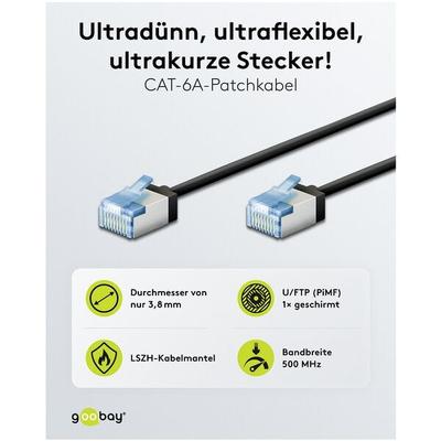 goobay Netzwerkkabel RJ-45 Cat.6a 10.0 m schwarz schwarz