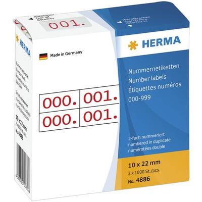 Herma Nummernetiketten »Zahlen zweifach« 22 x 10 mm 2x 1000 Stück gelb Image