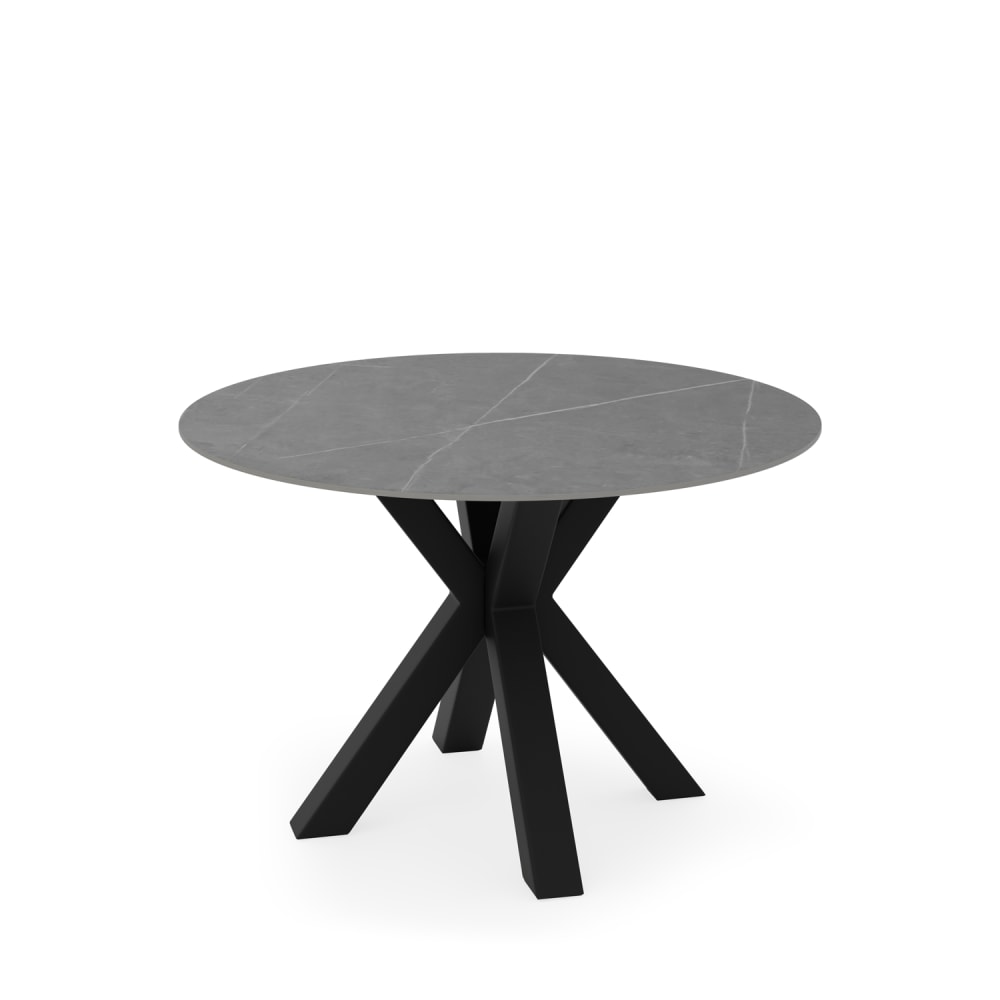 Tavolo fisso rotondo 120 con piano grigio e gambe nere