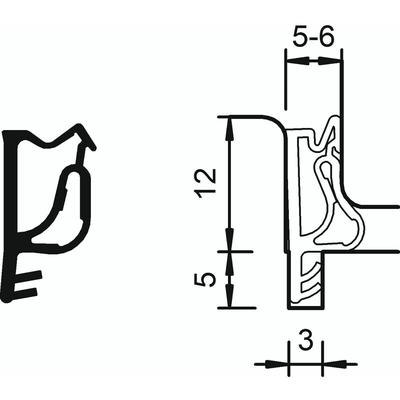 Deventer - Flügelfalz- und Überschlagdichtung s 7503b, Kunststoff graphitgrau Image
