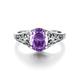 1.5 Carat Vintage Oval Cut Amethyst Purple Ring 925 Sterling Silver Feburary Birthstone with Personalized Text Promise Ring for Women Gifts