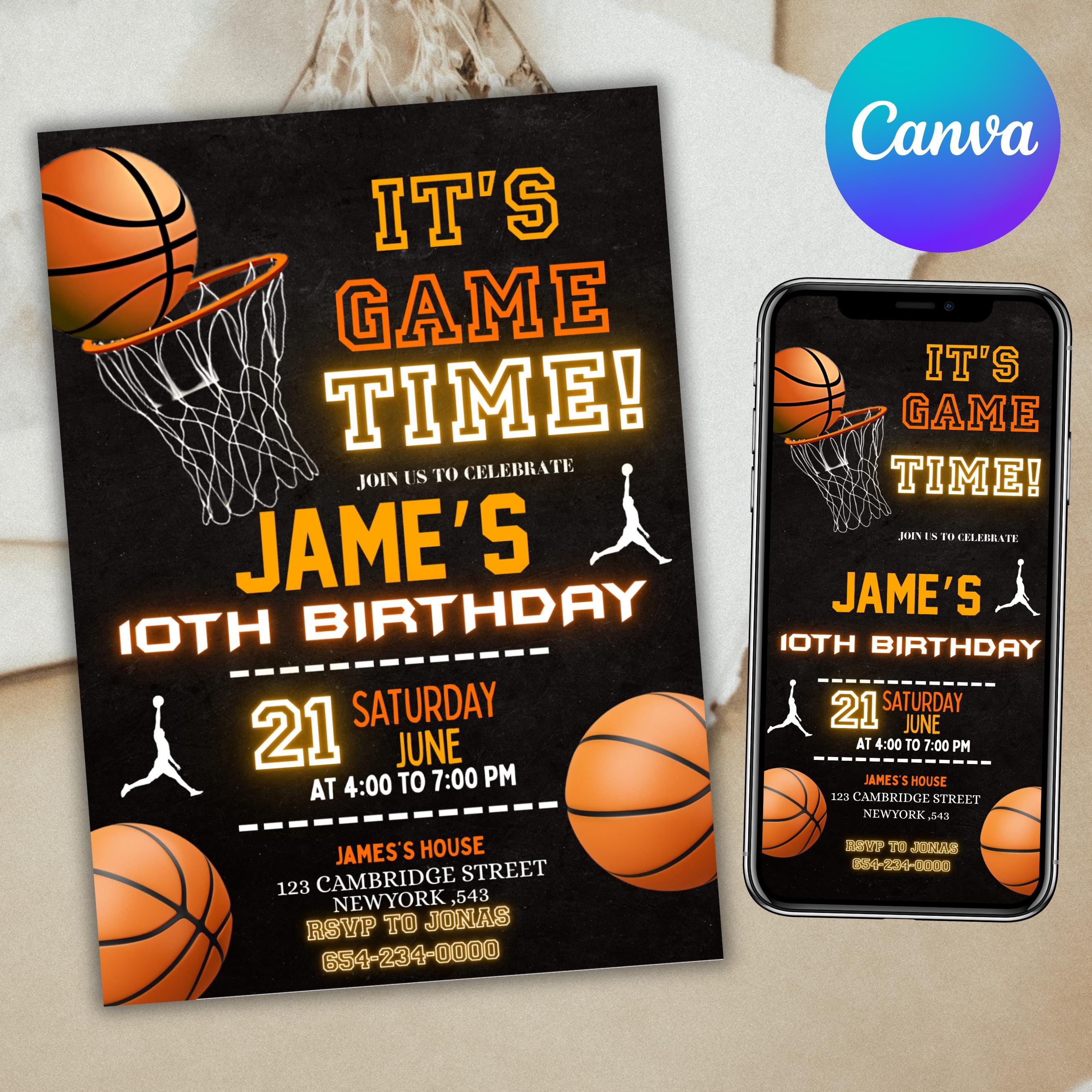 Invito di compleanno a tema basket, invito di compleanno, invito a tema basket per ragazzi e ragazze, invito di compleanno sportivo, invito a tema bas
