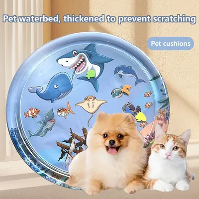 Summer pet cooling pad. Animal patterns. Filled with non-toxic water. Round plastic mattress. Suitable for cats and dogs