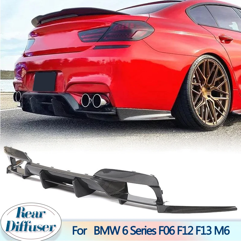 Auto Carbon Fiber Hinten Stoßstange Diffusor Lip Splitter Für BMW 6er F06 F12 F13 M6 2013-2016 Hinten stoßstange Diffusor Lip Spoiler Image