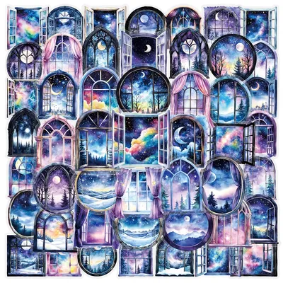 50/100PCS Transparent PET Traum Fenster Blume Aufkleber Telefon Fällen Wasser Tassen Notebook Schreibwaren Tabletten Wasserdichte Aufkleber Image