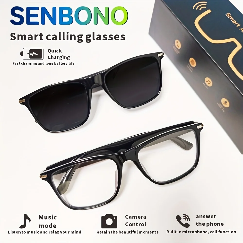 SENBONO Smart Brille Bluetooth Anruf Musik Fernbedienung Kamera Smart Bluetooth Brille Fahrt Sport Wasserdichte Sonnenbrille Image