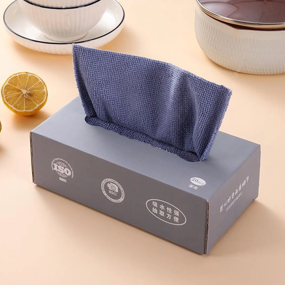 20 teile/schachtel Abnehmbare Magische Lappen Mikrofaser Tuch Abnehmbare Wischen Tuch Einweg Wiederverwendbare Saugfähigen Scheuer Geschirrriffe Image