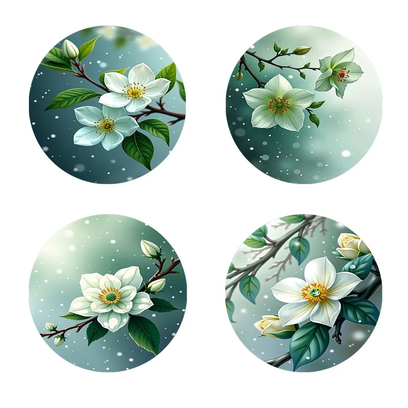 4er-Untersetzer mit Blumenmuster, geeignet für die tägliche Familientreffen, Dekoration, Büros, rutschfeste Holzuntersetzer und Festivalgeschenke Image