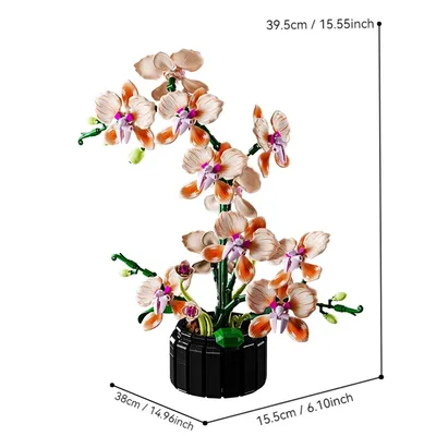 Educational 866pcs Orchid Bouquet Building Blocks Model Creative Technical MOC Style Assembly Bricks Valentine Gift