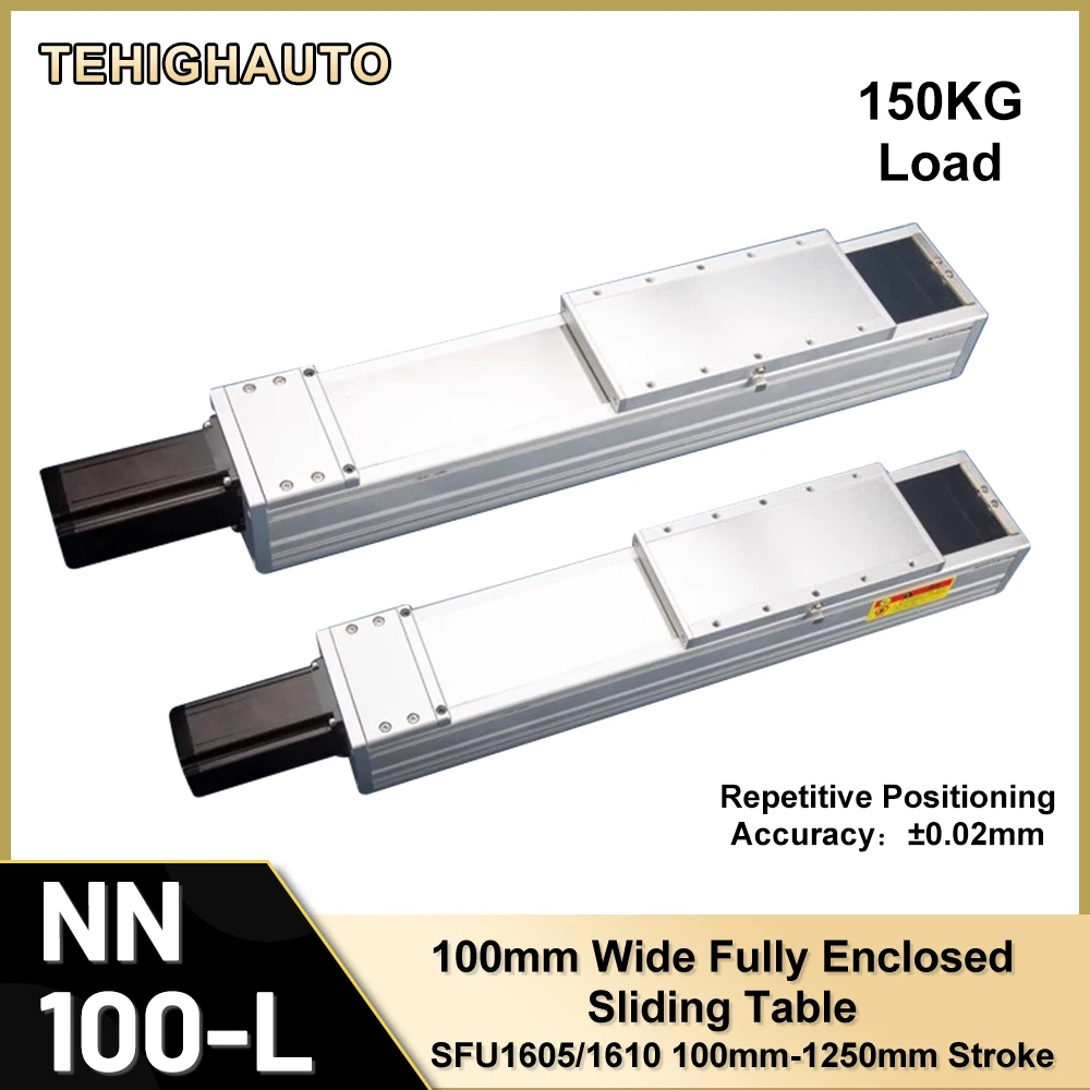 150 kg schwere Last, 100 mm breiter Stahlband-Schiebetisch, vollständig geschlossen, CNC-Linearmodul, Stufe SFU1605, wiederholte Genauigkeit ±0,02