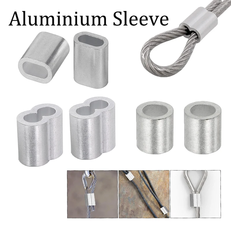 5–500 Stück Aluminiumhülse, Doppelloch-Kabel-Crimphülse, 8-förmiger Aluminium-Kabelstopper, Crimp-Seil, Hardware-Zubehör Image