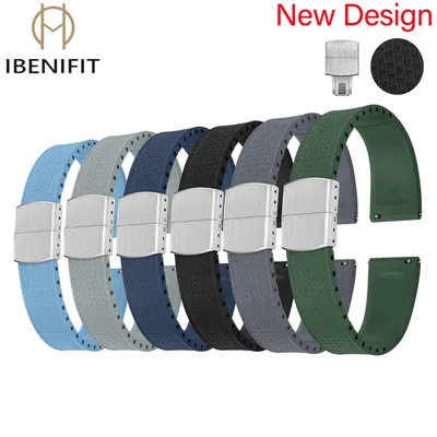 New Design CTS Fluororubber Watch Strap 18 19 20 21 22mm Fast Release Butterfly Buckle Watch Bands FKM Strap For Cut To Size
