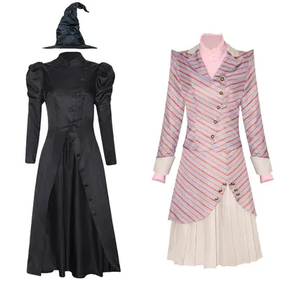 Böse Cosplay Kostüm Glinda Elphaba Kleidung Gothic Movie Party Rollenspiel Hexen Cosplay Kleidung komplettes Set Hut Image