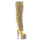HGMMFZ Womens Platform High Heels Sandals Sexy Ultra Pumps Stiletto Boots Knee Rhinestone Fringe Rear Lace Up Summer Court Shoes For Stripper Party Pole Dancer Stage Model Club 6.69 IN(Gold,4.5 UK)