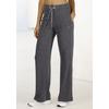 Loungepants FRENCH CONNECTION, Damen, Gr. 32/34, N-Gr, grau (anthrazit meliert), Obermaterial: 78% Polyester, 19% Viskose, 3% Elasthan, meliert, unifarben, modisch, bequem lang, Hosen, in gerippter Strickoptik