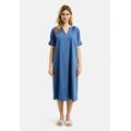 Sommerkleid SMITH & SOUL, Damen, Gr. M, US-Größen, blau (night blau), Material: 70% Baumwolle, 27% Polyamid, 3% Elasthan, unifarben, casual, regular fit Midi, V-Ausschnitt, Kurzarm Raglanärmel, Kleider, mit Taschen