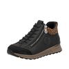 Sneaker RIEKER "Ready2GO", Damen, Gr. 42, schwarz (schwarz, leo), Lederimitat, Textil, animal-print, sportlich, Schuhe, Schnürboots, High Top Sneaker, Stiefelette mit Soft-Einlage