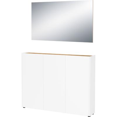 Garderoben-Set GERMANIA "GW-Libbiano", weiß (farbe weiß, navarra, eiche, nachbildung), B:138cm H:200cm T:25cm, Spanplatte, Kastenmöbel-Sets, 2 tlg. Set mit Spiegel Image