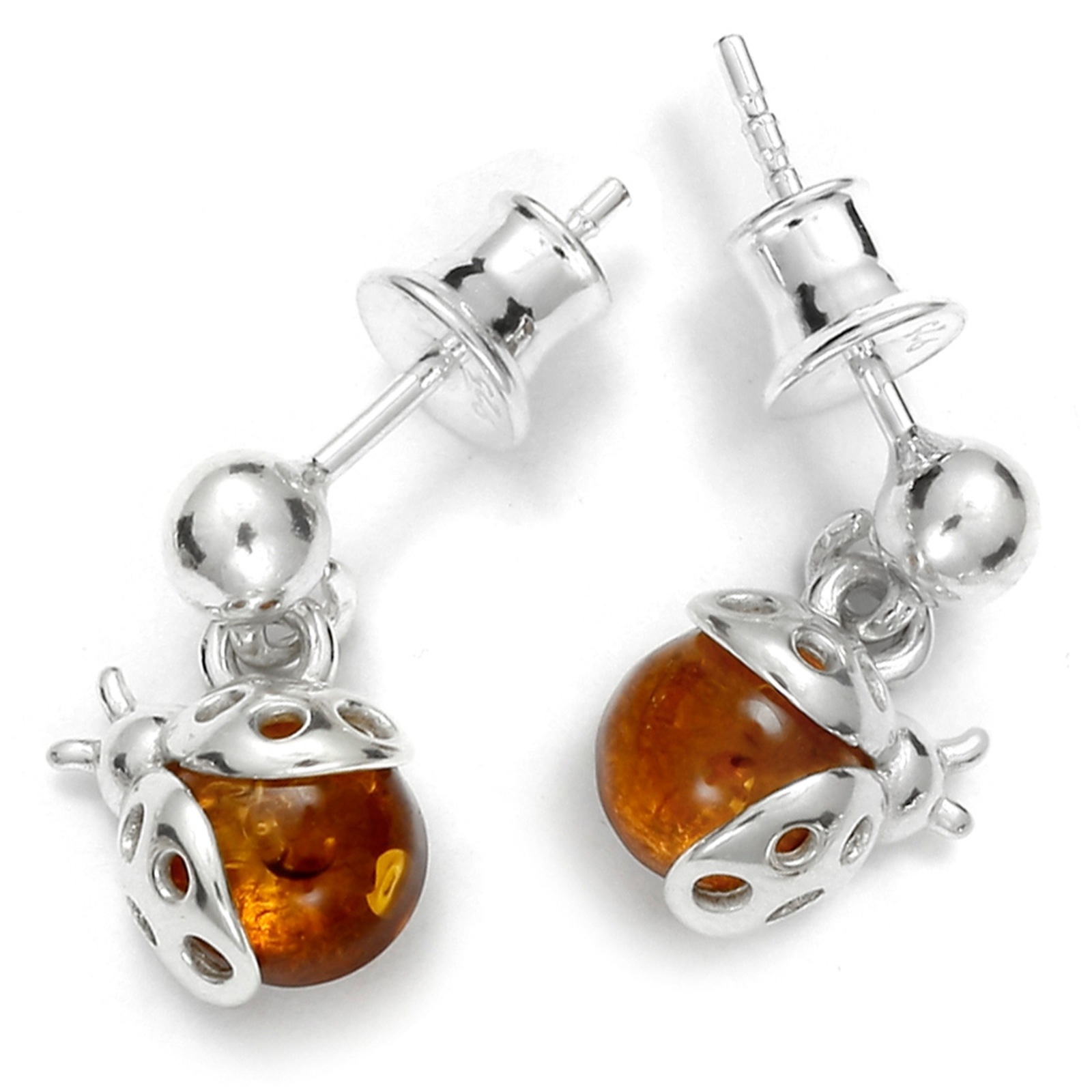 Paar Ohrhänger OSTSEE-SCHMUCK "Ostsee-Schmuck Ohrhänger Marienkäfer Ohrhänger Marienkäfer", weiß, Ohrringe, Damen, 15 x 10mm, Silber 925 (Sterlingsilber)