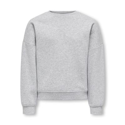 Sweatshirt KIDS ONLY "KOGSWEAT L/S CREW OVERSIZE SWT NOOS", Mädchen, Gr. 110/116, grau (light grau melange), Sweatware, Obermaterial: 60% Baumwolle, 40% Polyester, unifarben, modisch, loose fit, Rundhals, Langarm Rippbündchen, Sweatshirts Image