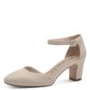 Spangenpumps TAMARIS, Damen, Gr. 37, beige, Textil, unifarben, Veloursleder, klassisch, Schuhe, Riemchenpumps, Abendschuh, Festtagsschuh, verstellbare Schnalle