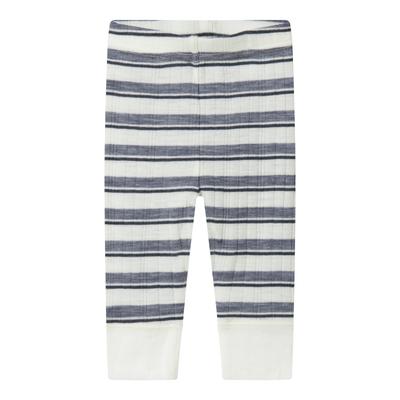 Leggings NAME IT "NBMWANG WOOL NEEDLE LONGJOHN NOOS", Baby, Gr. 62, N-Gr, folkstone gray stripes:snow weiß, Strick, Obermaterial: 100% Wolle, gestreift, casual, regular fit knöchellang, Hosen Image