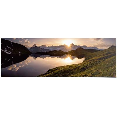 Poster REINDERS "Bergsee Sonnenuntergang", bunt (farbe bild(er): mehrfarbig), B:158cm H:53cm, Papier, Bilder Image