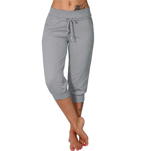 Damen Caprihose Sonntags-Shorts Streetwear Lässig Wadenlang Mittlere Taille Einfach Kordelzug Elastischer Bund Atmungsaktivität Weich Mikroelastisch Urlaub Straße Alltagskleidung Schwarz Rosa Image