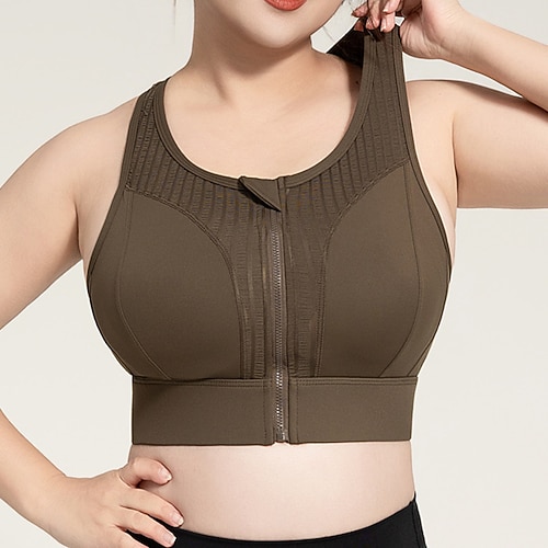 Damen Yoga-BH Panzer Pilates-BH Unterwäsche Hohe Wirkung Hohe Stützen Atmungsaktiv Bürgellos Gefüttert Einfarbig Sport Sportkleidung Schwarz Grün Fitnessstudio Pilates Laufen Image