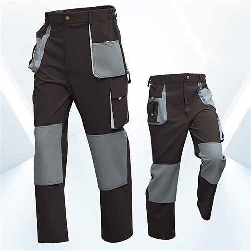 Herren Cargohosen Wanderhosen Regenhose zum Wandern Patchwork Frühling Herbst Außen Normale Passform Wasserdicht Winddicht Schnelltrocknend Leicht Hosen Reißverschlusstasche Braun Grün Camping Image