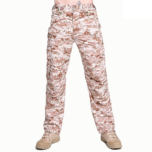 Herren Cargohosen Wanderhosen Tarnung Frühling Herbst Außen Normale Passform Wasserdicht Schnelltrocknend Leicht Atmungsaktiv Hosen Tasche Elastischer Bund Gelb Dunkelmarine Camping / Wandern Image